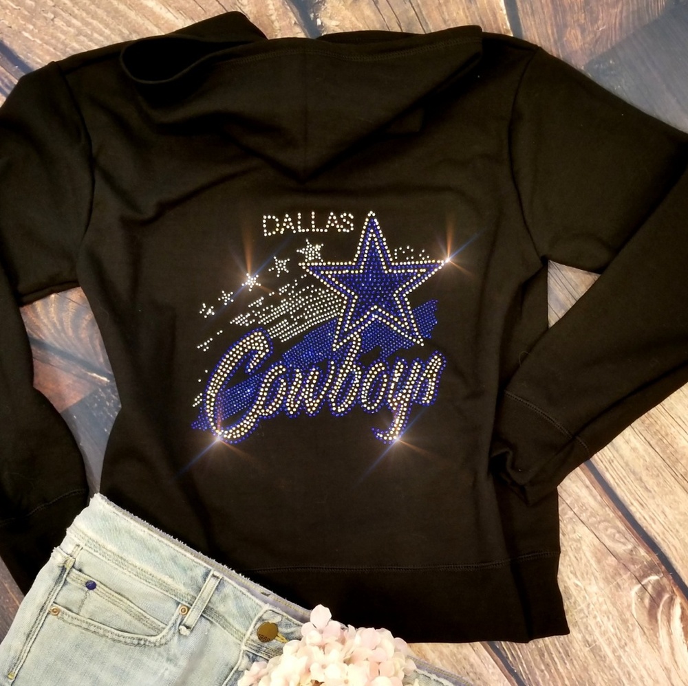 New Dallas Cowboys Rhinestone Zip Up Jacket Hoodie Unisex all sizes